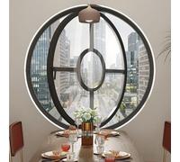 TMKDNNKG 360° Round Flush Mount Shed Window, 360° Rotatable Ventilation Window For Kitchen, Bathroom, Bedroom 40 50 60 70 80 100cm, Airtight Home Decor Window(Black-B,100cm)