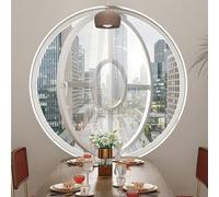 TMKDNNKG 360° Round Flush Mount Shed Window, 360° Rotatable Ventilation Window For Kitchen, Bathroom, Bedroom 40 50 60 70 80 100cm, Airtight Home Decor Window(White-B,50cm)