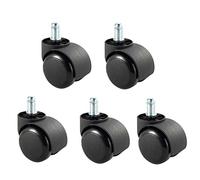 TMKDNNKG 5 Pcs Office Chair Casters Universal Stems 11mm x 22mm Replacement Wheels Twin Castors Swivel Wheels Floor Protecting Polyurethane Replaceable Spare Furniture Roller Wheels(Black)