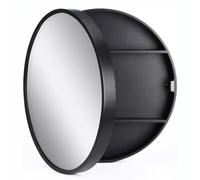 TMKDNNKG Bathroom Round Mirror Cabinet 50/60/70cm Round Mirror Cabinet Wall Mounted Diameter Illuminated Bathroom Mirror Cabinet(Black,60cm/23.6in)