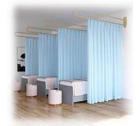 TMKDNNKG Beauty Salon Partition, Wall-mounted Support Rod U-shaped Metal Track With 2.2m Light-transmitting Privacy Partition Curtain For Beauty Salon, Clinic, Bedroom (Color : Light blue, Size : 2