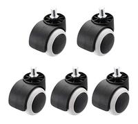 TMKDNNKG Castor Wheels,2" 50Mm Office Chairer Wheel for Hardwood Floorniture Replacement Swiveler Computer Chair Universal Rubberor,Pulley,Threaded Stem 10X15Mm,Wheel Accessories,5 Pcs/Wit