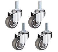 TMKDNNKG Castor Wheels Heavy Duty TPE Rubber Swivel Trolley Furniture Caster Shopping Cart Wheel M10x25mm Threaded Stem Replacement Casters,for Baby Bed,Furniture Cabinet,Table,4 Pcs (Universal,Ø50mm