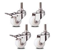 TMKDNNKG Castor Wheels,Threaded Stemer Wheels M10X25Mm,Small Shopping Cart Wheel Trolley 360 Degree Swivelor Wheelsniture Replacement Wheels,Pa Material,4 Pcs,White/Brake+Universal/40Mm/1.5In