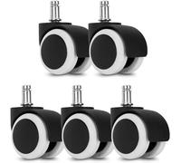 TMKDNNKG Office chair wheels,2" 50mm Office Chair Caster Wheel for Hardwood Floor Furniture Replacement Swivel Caster Rubber Universal Castor,Pulley,Standard Stem Size 11x21mm,5 pcs(Gray) (Color : Wi