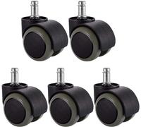TMKDNNKG Office chair wheels,2" 50mm Office Chair Caster Wheel for Hardwood Floor Furniture Replacement Swivel Caster Rubber Universal Castor,Pulley,Standard Stem Size 11x21mm,5 pcs(Gray) (Color : Gr