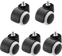 TMKDNNKG Office chair wheels,2" 50mm Office Chair Caster Wheel for Hardwood Floor Furniture Replacement Swivel Caster Computer Chair Universal Rubber Castor,Pulley,Threaded Stem 10x15mm,5 pcs(Gray) (