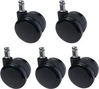 TMKDNNKG Office chair wheels,5 Pcs Office Chair Casters Wheels,60mm Double Wheel Universal,Polyurethane Furniture Roller Castors,Turning Chair Accessories,Load 120kg,Stem 11x20mm(gray) (Color : Black