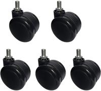 TMKDNNKG Office chair wheels,5x Office Chair Casters Wheels,60mm Double Wheel Universal,Polyurethane Furniture Roller Castors,Chair Accessories,Load 120kg,Threaded Stem 10x15mm(gray) (Color : Black)