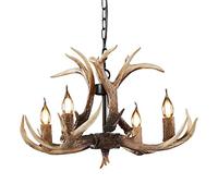 TMKDNNKG & Perfect ** - Antler Chandelier 4 Lamp Rustic Antler Lamp Fixture Ceiling Retro Style Dining Room Bedroom Hallway Entrance - Brown