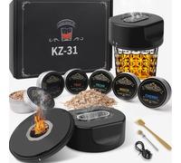 TMKEFFC Electric Cocktail Smoker Kit Built-in Lighter, Rechargeable Whiskey Smoker with 6 Wood Chips, Old Fashioned Drink Smokers,No Butane Needed, Bourbon Whiskey Gifts for Dad,Men,Husband