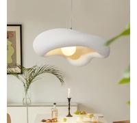 TMKOO Creative Wabi-sabi Pendant Lamp Irregular Creative Pendant Lamp E27 in Cloud Shape White Chandelier Interior Lighting Adjustable Home Decoration for Dining Room Kitchen Island Light(50cm)