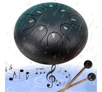 TMLDOT Rain Drum for Outside, Steel Tongue Drum Rain Chime, Rain Drum for Garden Instrument, Rain Drum 6 Inches 8 Notes, Rain Drum for When It Rains/Bathroom Shower (black)