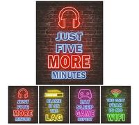 Tmlifehy 4Pcs Gaming Posters, Neon Gaming Wallpaper Canvas Painting Prints, 8×10 inch Unframed Canvas Posters for Boys Bedroom Accessories, Gamings Accessories for Boys Room Decor
