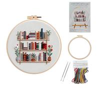 Tmlifehy Embroidery Kit, Punch Needle Kit with Elegant Bookshelf Design, Complete Embroidery Starter Sets with Patterns, Threads, Needles and Hoop, Punch Needle Kits for Relaxation and DIY Crafting
