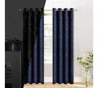 TMLTCOR Blackout Curtains 63 inch Length 2 Panels Set,Blackout Curtains for Bedroom,Room Darkening Curtains,Glow in The Dark Curtains for Kids Bedroom,52 inches Wide,Navy Blue/Star