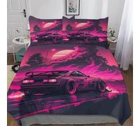 TMMDH Bedding Baby Duvet Cover Sets - Soft Microfibre Polyester Duvet Cover - Easy Care Quilt Cover Bedding Set with 2 Pillow cases - Pink Cyberpunk Racing, Baby (120 cm x 150 cm)