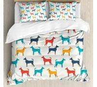 TMMDH Bedding Baby Duvet Cover Sets - Soft Microfibre Polyester Duvet Cover - Easy Care Quilt Cover Bedding Set with 2 Pillow cases - Cartoon White Cute Dog, Baby (120 cm x 150 cm)