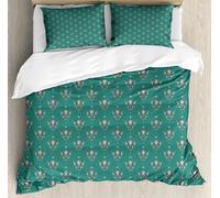 TMMDH Bedding King Size Duvet Cover Sets - Soft Microfibre Polyester Duvet Cover - Easy Care Quilt Cover Bedding Set with 2 Pillow cases - Blue Green Diamond Pattern, King (220 cm x 230 cm)