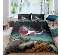 TMMDH Bedding King Size Duvet Cover Sets - Soft Microfibre Polyester Duvet Cover - Easy Care Quilt Cover Bedding Set with 2 Pillow cases - Deep Sea Blue Shark, King (220 cm x 230 cm)