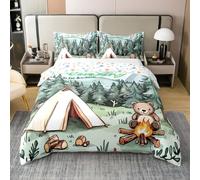 TMMDH Bonfire Duvet Cover 200x200 cm Tent Quilt Cover Soft Breathable Brushed Microfibre Double Bedding Set 3PCS with Zipper Closure, Pillowcases 50x75 cm