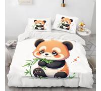 TMMDH Cartoon Duvet Cover 120x150 cm Pandas Quilt Cover Soft Breathable Brushed Microfibre Small Single Bedding Set 3PCS with Zipper Closure, Pillowcases 50x75 cm