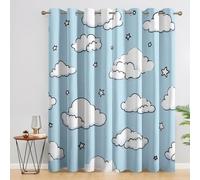 TMMDH Clouds Blackout Curtains for Bedroom, 46 x 90 Inch Blue Sky Print Patterned Drapes for Living Room Thermal Insulated Room Darkening Window Treatment 2 Panels Set