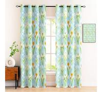 TMMDH Diamond Pattern Blackout Curtains Colourful Flowers Eyelet Curtains Thermal Insulated Three Floors Curtains 2 Panels 90 x 90 Inches for Living Room