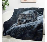 TMMDH Fleece Blanket Twin Size 60"x80" Snow Leopard Printed All Season Blanket Black Pattern Super Soft Warm Throw for Bed Sofa Guest Bed, Lightweight & Washable