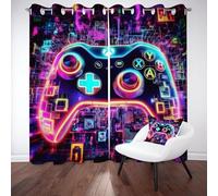 TMMDH Game Controller Curtains for Bedroom 2 Panel Set 90 Inch Drop Curtains Home Decor Living Room, Gamer Controller Blackout Curtain Thermal Eyelet Curtain 90X90 Inch