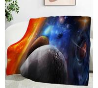 TMMDH Large Fleece Bed Blanket 180x200 cm, Super Soft Sci-Fi Style Pattern Universe/Cosmos Printed, Cosy Warm Double Queen Size Blanket or Oversized Sofa Throw, Washable