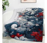 TMMDH Large Fleece Bed Blanket 220x240 cm, Super Soft Japanese Nail Pattern Aesthetics Printed, Cosy Warm Double Queen Size Blanket or Oversized Sofa Throw, Washable