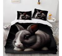 TMMDH Little Rabbits Duvet Cover 120x150 cm Animals Quilt Cover Soft Breathable Brushed Microfibre Small Single Bedding Set 3PCS with Zipper Closure, Pillowcases 50x75 cm