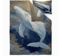 TMMDH Moby Dick Print Duvet Cover Set 3 Piece | Single 155x220cm with 2 Pillowcases | Soft Microfiber | for Kids Teen Bedroom