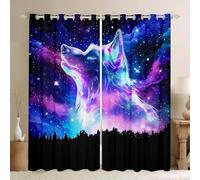 TMMDH Northern Lights Blackout Curtains Home Decoratio Energy Saving Thermal Insulated Colorful Galaxy Wolf Eyelet Curtains for Bedroom Living Room, 46X54 Inch 2 Panels