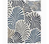 TMMDH Premium Super King Duvet Cover Set 3pc | Extra Deep Pocket | 260x220cm with 2 Matching Pillowcases - Blue Brown Leaves