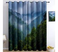 TMMDH Rainforest Blackout Curtains Mist Eyelet Curtains Thermal Insulated Three Floors Curtains 2 Panels 52 x 63 Inches for Living Room