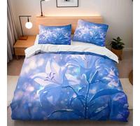 TMMDH Romantic Fantasy Duvet Cover 135x200 cm Lilies Quilt Cover Soft Breathable Brushed Microfibre Single Bedding Set 3PCS with Zipper Closure, Pillowcases 50x75 cm