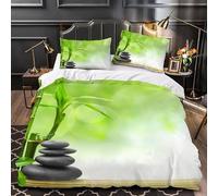 TMMDH Zen-Inspired Duvet Cover 120x150 cm Pebbles And Bamboo Quilt Cover Soft Breathable Brushed Microfibre Small Single Bedding Set 3PCS with Zipper Closure, Pillowcases 50x75 cm