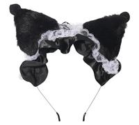 TMMEQ Halloween Cat Ears Headband Lace Ribbons Cute Design Headband Halloween Kawaii Cartoon Cosplay Costume Party Hair Decoration for Women(Black), 1 Size