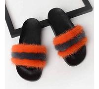 TMMLIJIPL Faux Fur Sliders Plush Slides Fashion Comfortable Fur Fluffy Furry Slides with Arch Support Outdoor Shoes Flat Casual Slip On Home Flip Flops Ladies, A, 24CM