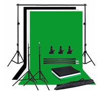 TMMLIJIPL Photo Studio Backdrop Chroma Key Black White Green Screen Background Stand Kit with 2M Studio Backdrop Support Kit