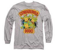 TMNT Cowabunga Dude Mens Long Sleeve T Shirt, Athletic Heather, Large