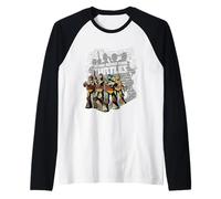 TMNT Group with Shadow On Brick Wall Raglan Baseball Tee