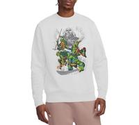 Tmnt Shredder And Turtles Comic Crew Sweatshirt, White, Medium