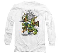 TMNT Shredder and Turtles Comic Mens Long Sleeve T Shirt, White, Large