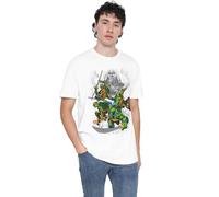 TMNT Shredder and Turtles Comic Unisex T Shirt, White, XXXXX-Large