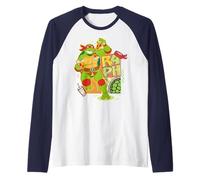 TMNT Teenage Mutant Ninja Turtles Raphael 80s Lover Pizza Raglan Baseball Tee