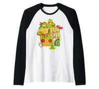 TMNT Teenage Mutant Ninja Turtles Raphael 80s Pizza Lover Raglan Baseball Tee