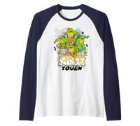 TMNT Teenage Mutant Ninja Turtles Tough Team Pose Retro NYC Raglan Baseball Tee